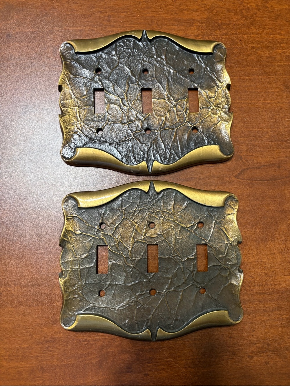 Antique Bronze Textured Triple Toggle Wall Plate - Decorative Home Accent
